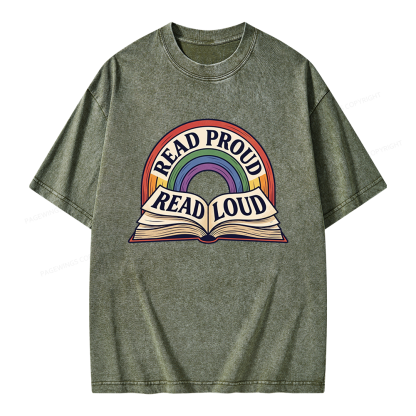 Pagewings Read Proud Read Loud Unisex Washed T-shirt