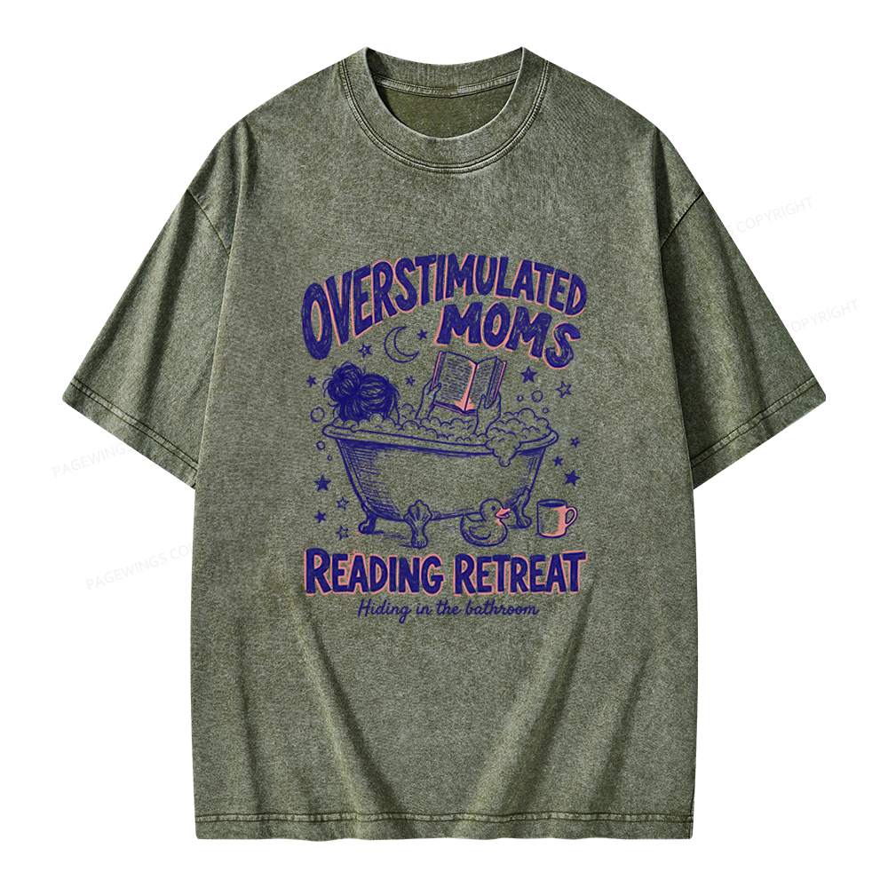 Pagewings Overstimulated Moms Reading Retreat Unisex Washed T-shirt