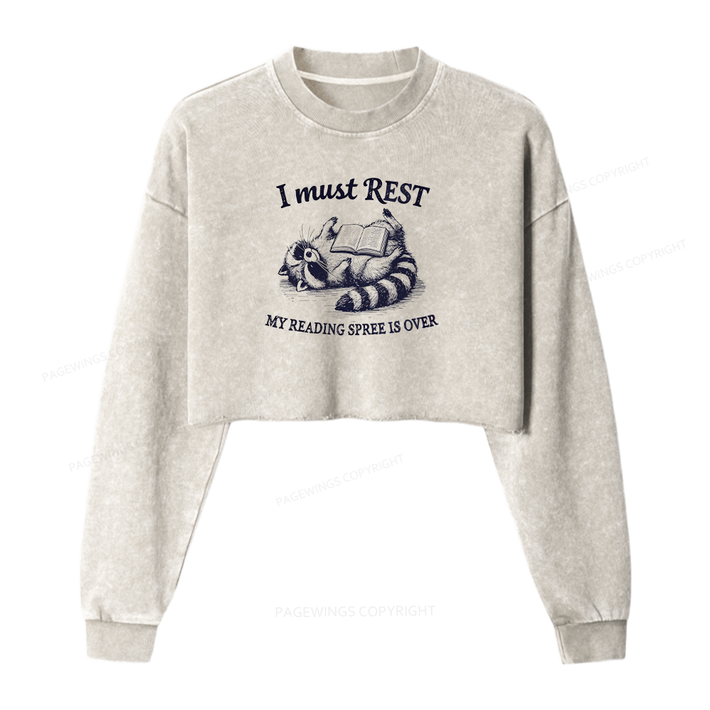 Pagewings My Reading Spree Is Over Washed Crop Sweatshirt