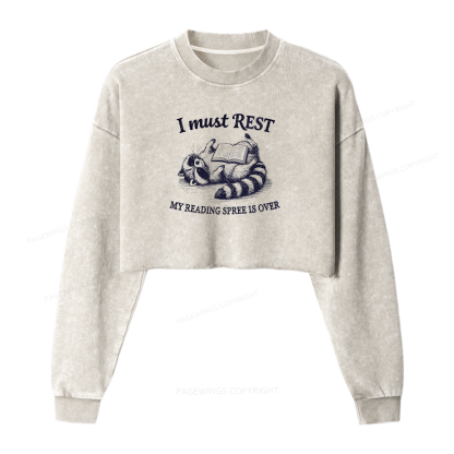 Pagewings My Reading Spree Is Over Washed Crop Sweatshirt