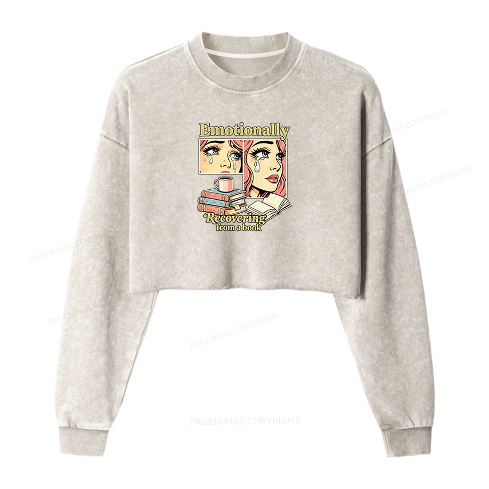 Pagewings Emotionally Recovering From A Book Washed Crop Sweatshirt