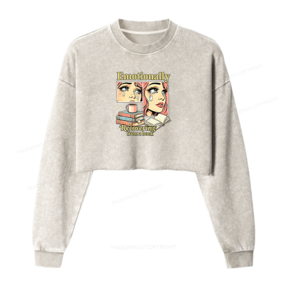 Pagewings Emotionally Recovering From A Book Washed Crop Sweatshirt