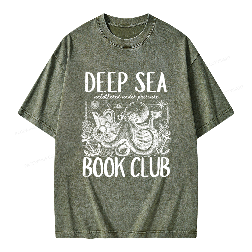 Pagewings Deep Sea Book Club Unisex Washed T-shirt