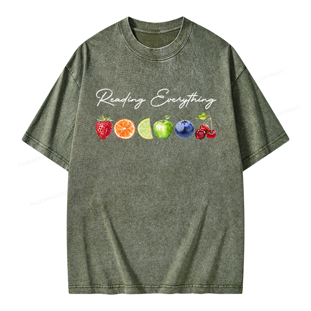 Pagewings Reading Everything Unisex Washed T-shirt