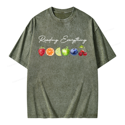 Pagewings Reading Everything Unisex Washed T-shirt