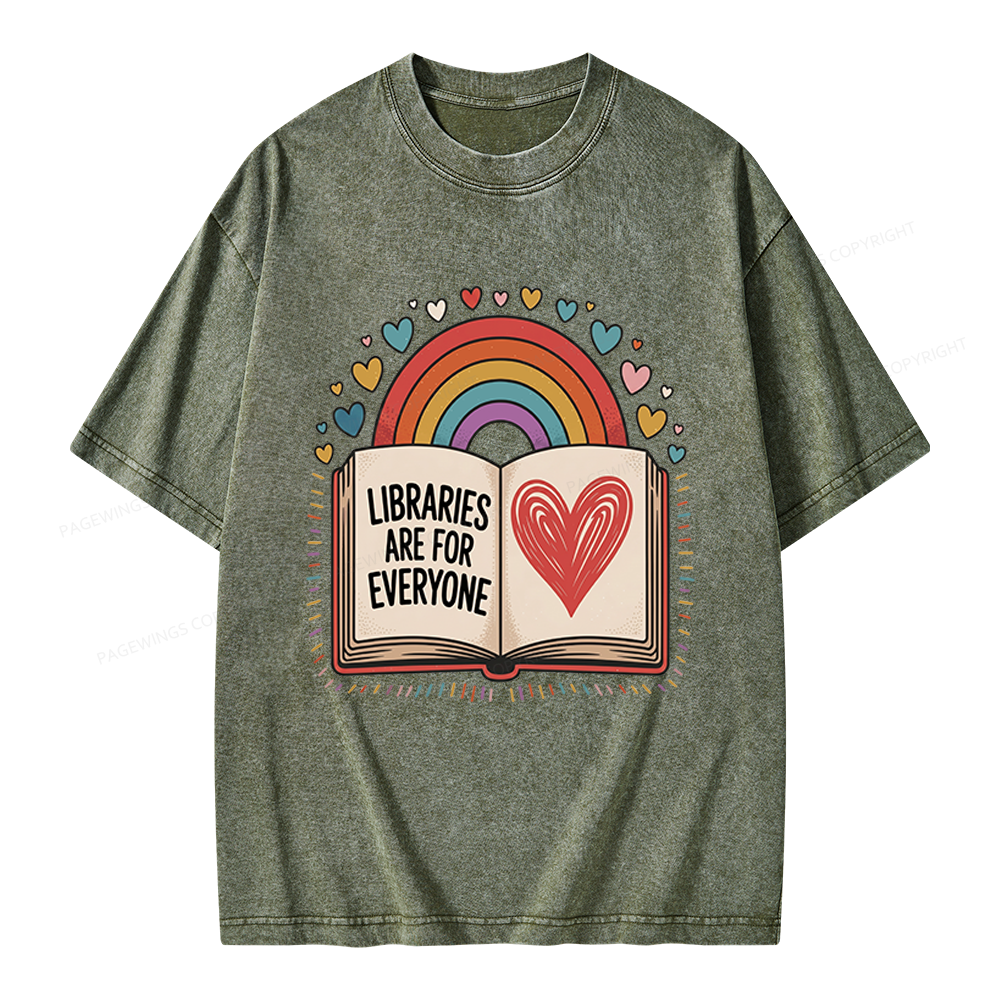 Pagewings Libraries Are For Everyone Unisex Washed T-shirt