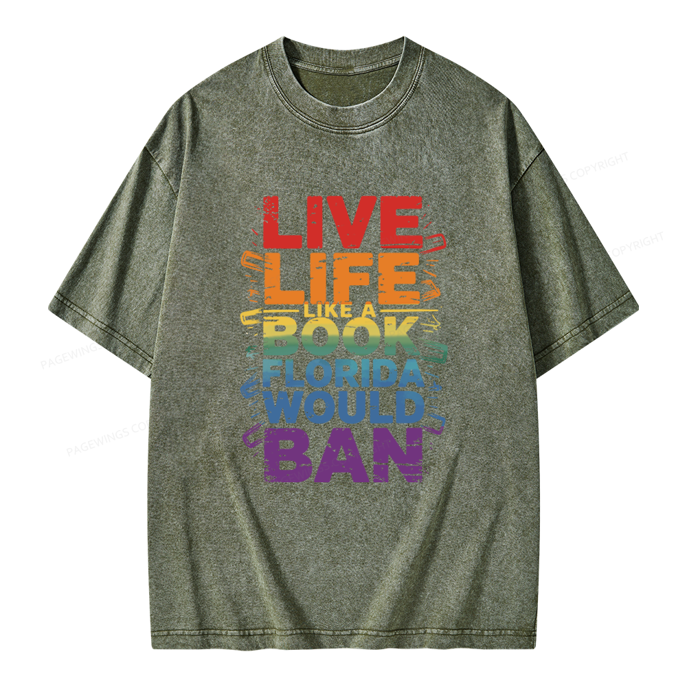 Pagewings Live Life Like A Book Unisex Washed T-shirt