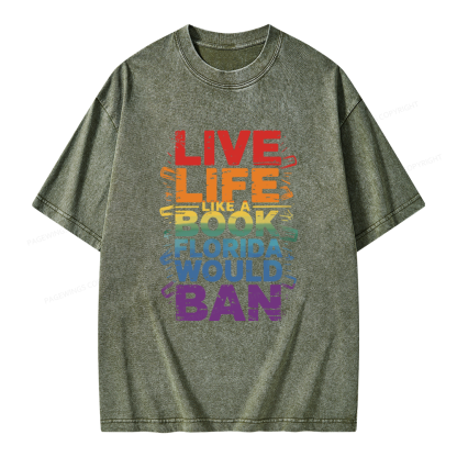 Pagewings Live Life Like A Book Unisex Washed T-shirt