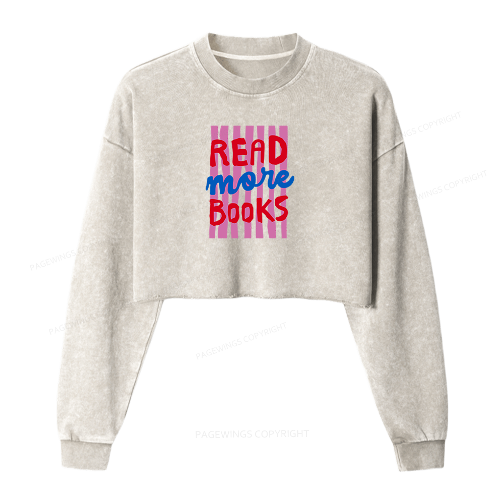 Pagewings Read More Books Washed Crop Sweatshirt
