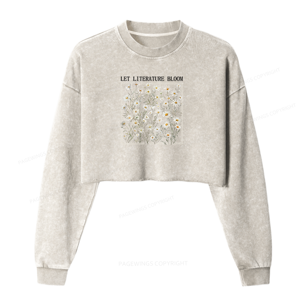 Pagewings Let Literature Bloom Washed Crop Sweatshirt