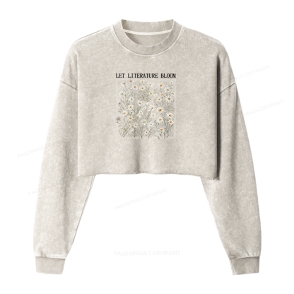 Pagewings Let Literature Bloom Washed Crop Sweatshirt