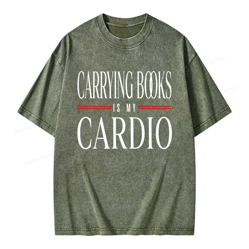 Pagewings Carrying Books Is My Cardio Unisex Washed T-shirt