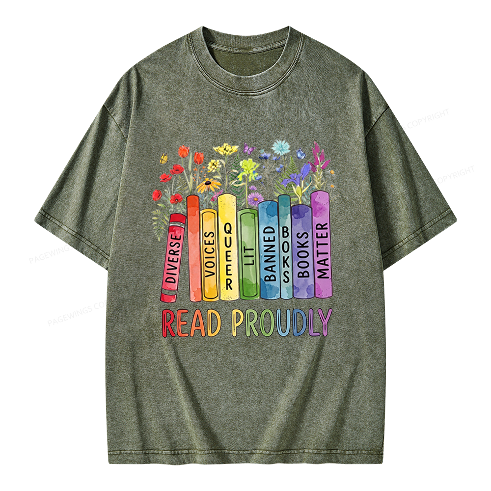Pagewings Read Proudly Unisex Washed T-shirt