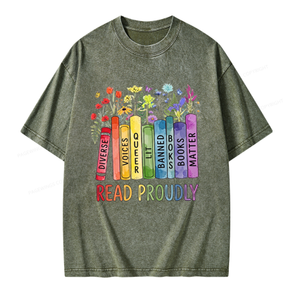 Pagewings Read Proudly Unisex Washed T-shirt