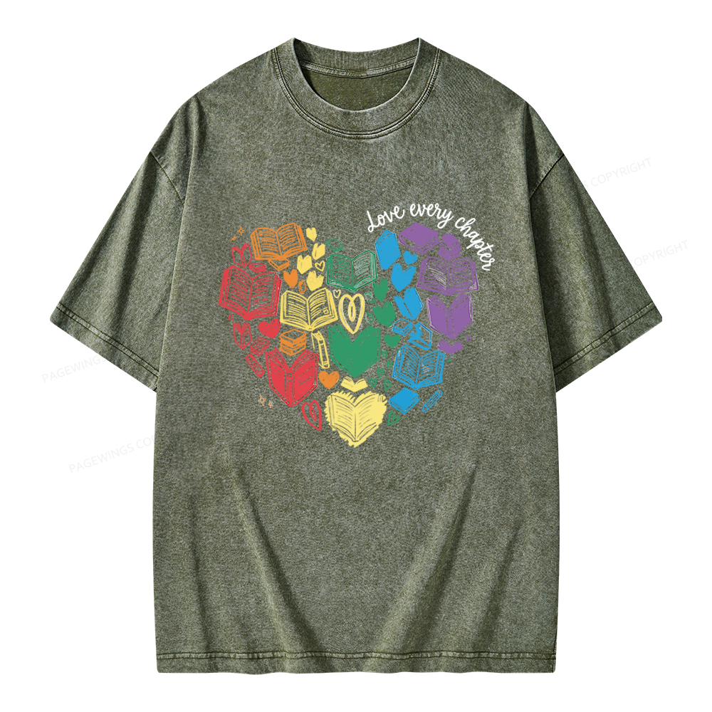 Pagewings Love Every Chapter Unisex Washed T-shirt