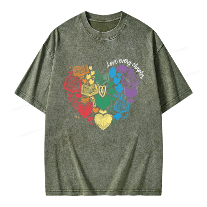 Pagewings Love Every Chapter Unisex Washed T-shirt