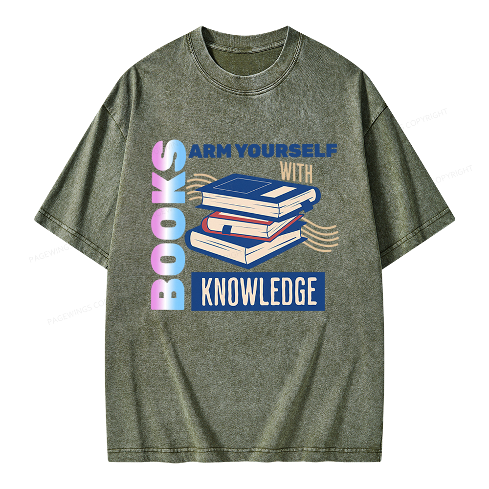 Pagewings Arm Yourself With Knowledge Unisex Washed T-shirt