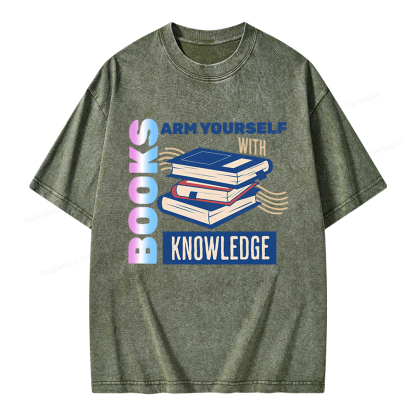 Pagewings Arm Yourself With Knowledge Unisex Washed T-shirt