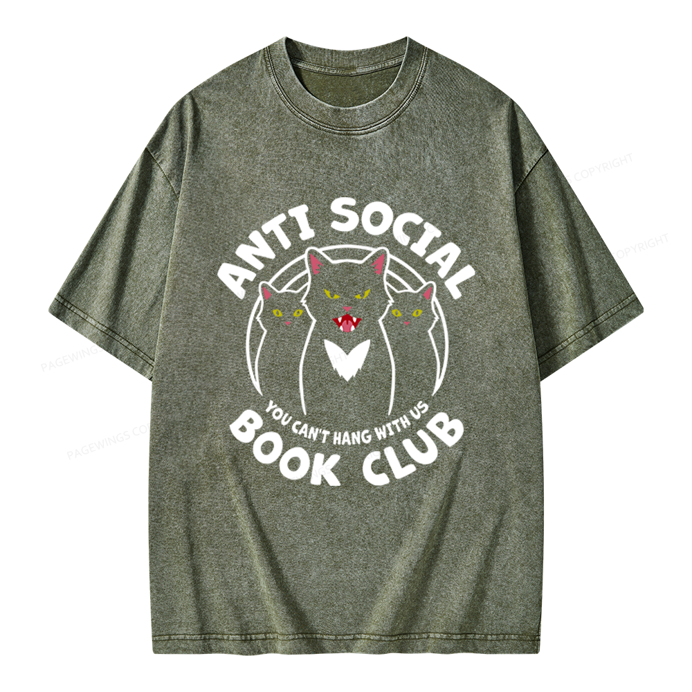 Pagewings Anti Social Book Club Unisex Washed T-shirt