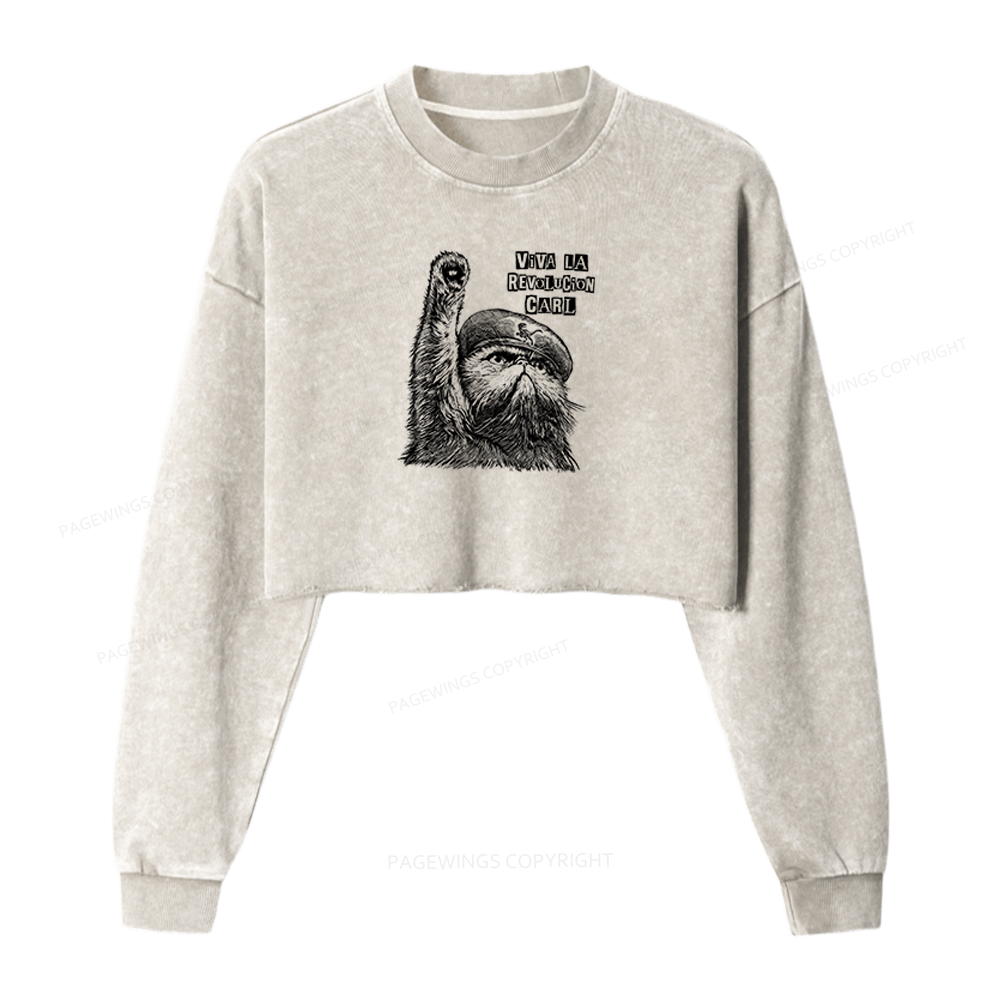 Pagewings Sci-Fi Book Lover Washed Crop Sweatshirt