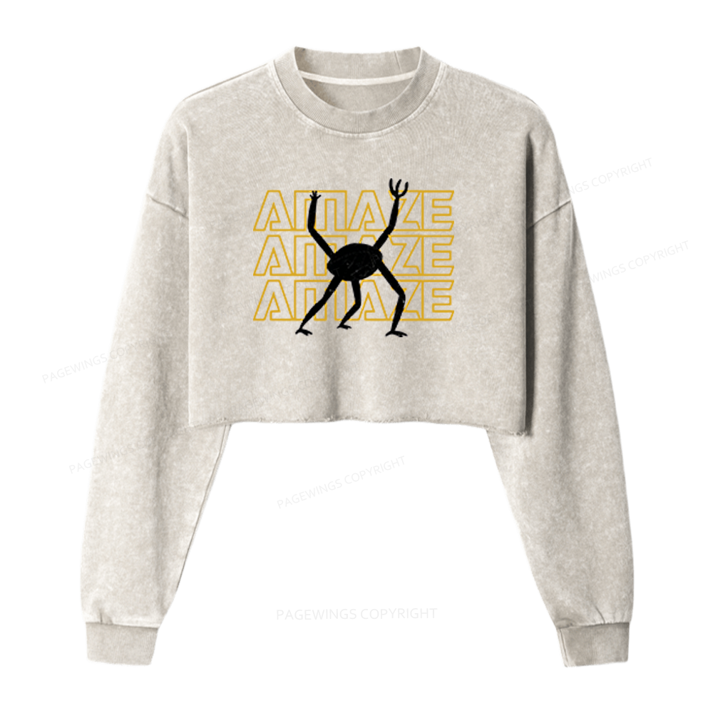 Pagewings Sci-Fi Book Lover Washed Crop Sweatshirt