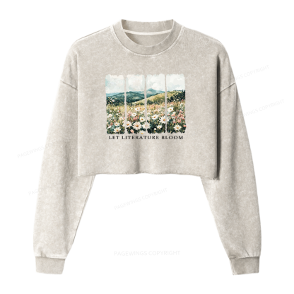 Pagewings Let Literature Bloom Washed Crop Sweatshirt