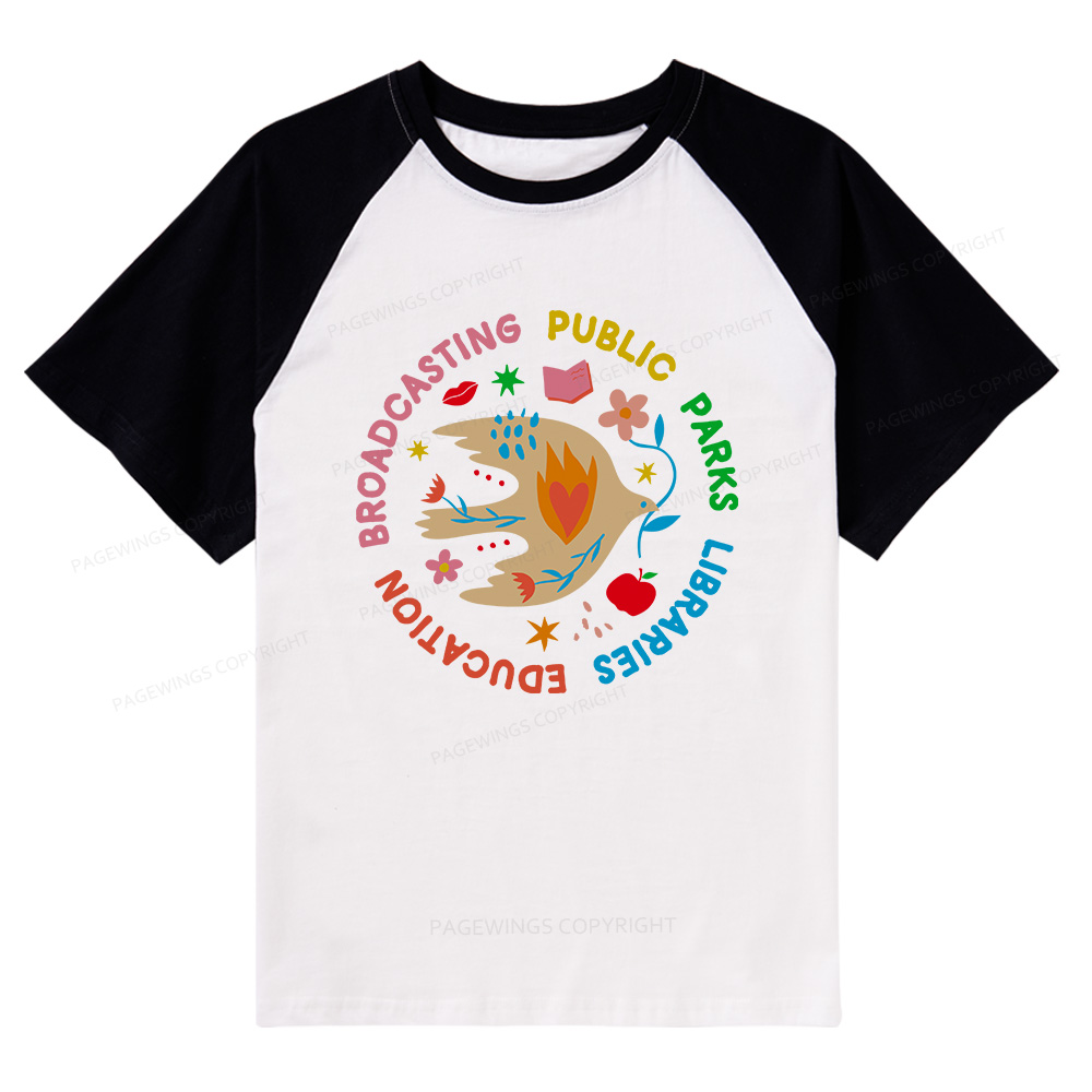 Pagewings Public Parks Libraries Raglan T-shirt