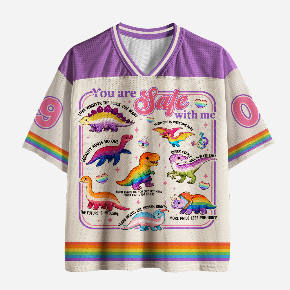 Pagewings Dinosaur Rainbow Unisex Mesh Jersey