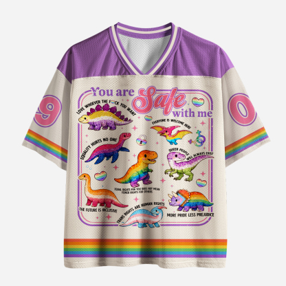 Pagewings Dinosaur Rainbow Unisex Mesh Jersey