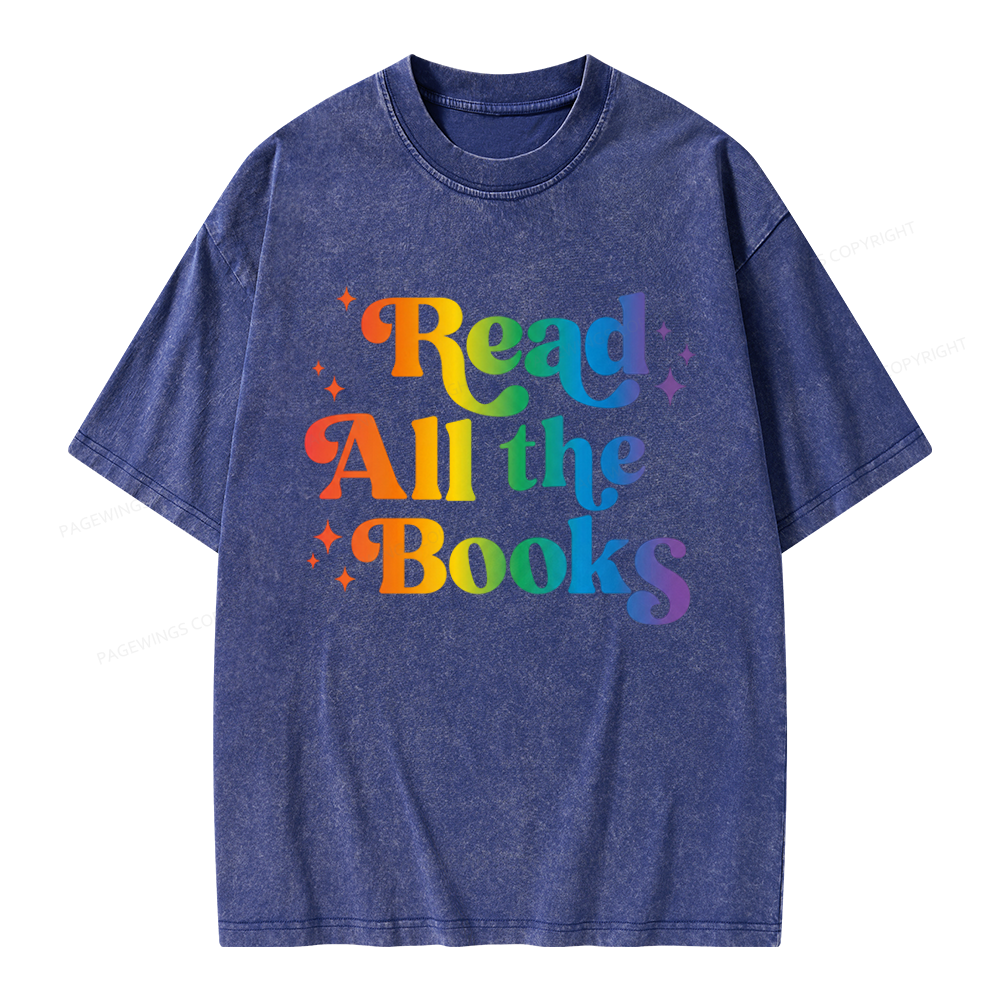 Pagewings Read All the Books Unisex Washed T-shirt