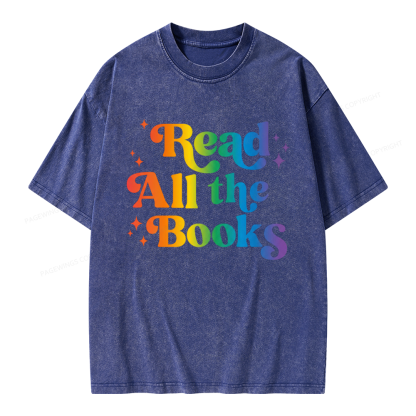 Pagewings Read All the Books Unisex Washed T-shirt