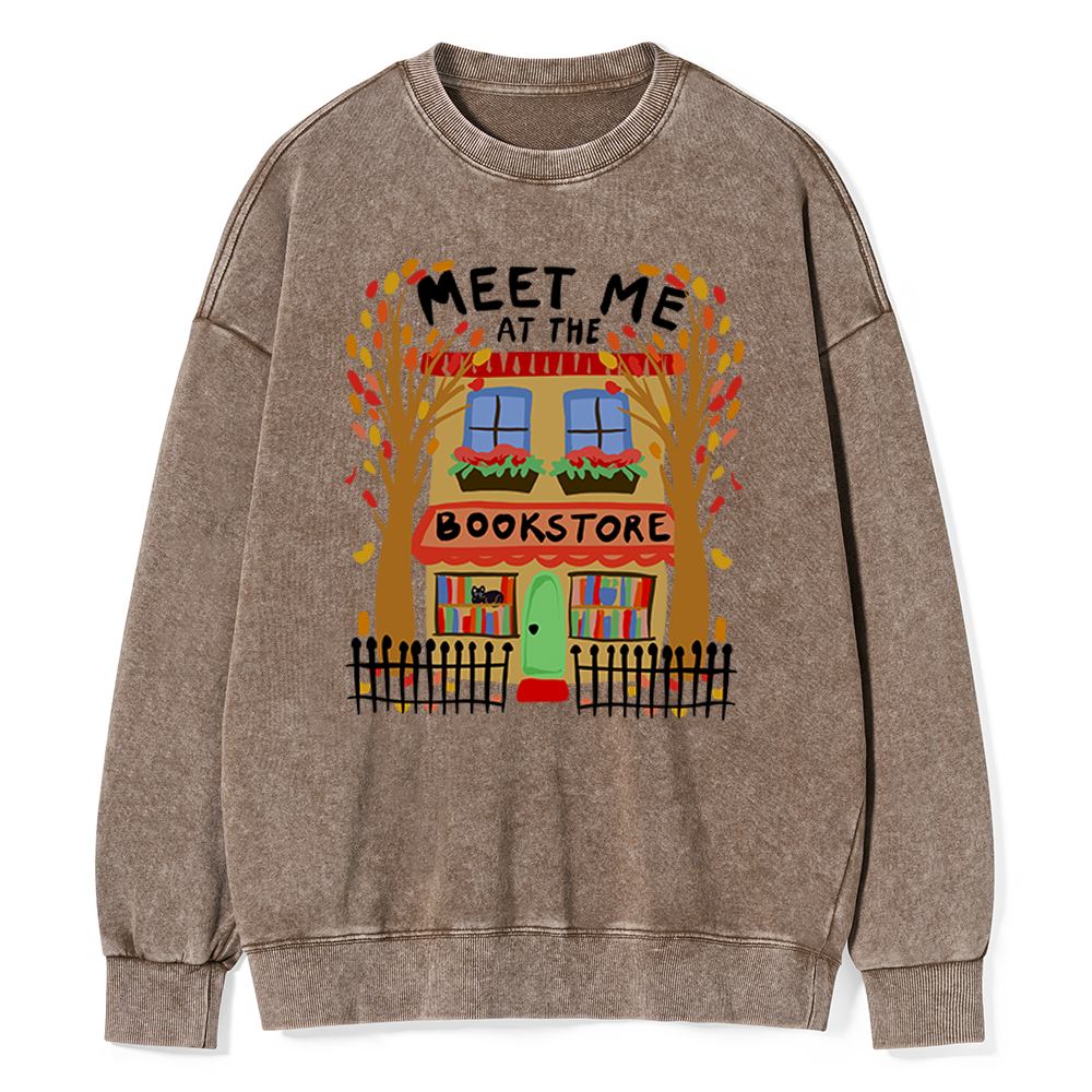 Pagewings Meet Me At The Bookstore Unisex Washed Sweatshirt