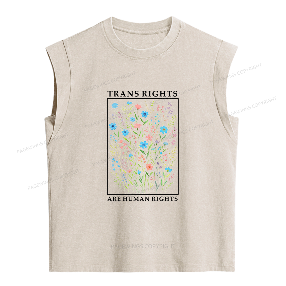 Pagewings Trans Rights Are Human Rights Women's Washed Tank Top