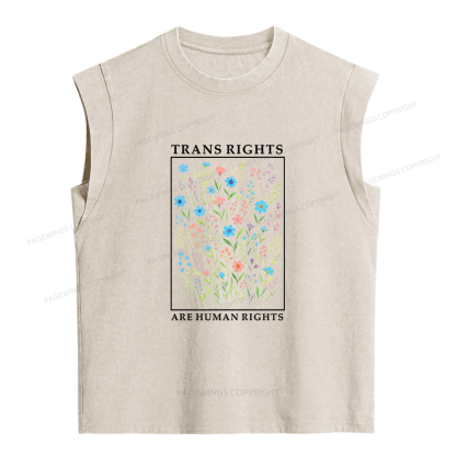 Pagewings Trans Rights Are Human Rights Women's Washed Tank Top