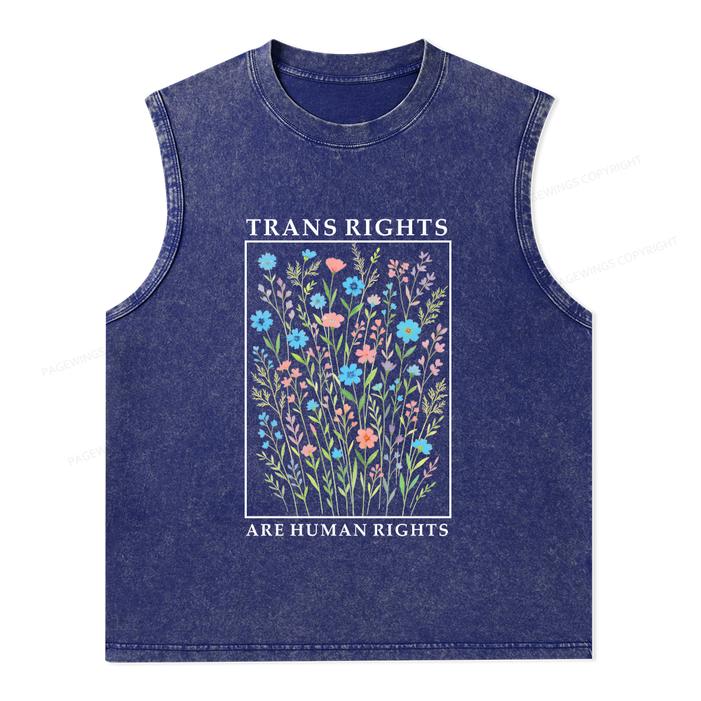 Pagewings Trans Rights Are Human Rights Unisex Washed Tank Top