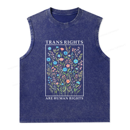 Pagewings Trans Rights Are Human Rights Unisex Washed Tank Top