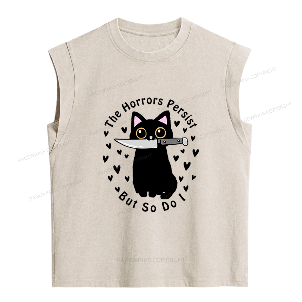 Pagewings The Horrors Persist But So Do I Women's Washed Tank Top
