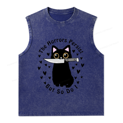 Pagewings The Horrors Persist But So Do I Unisex Washed Tank Top