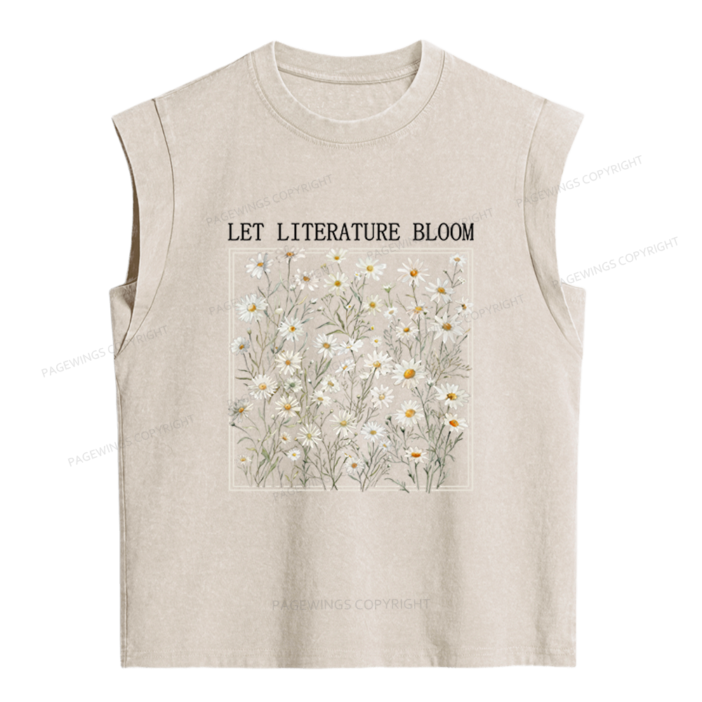 Pagewings Let Literature Bloom Women's Washed Tank Top