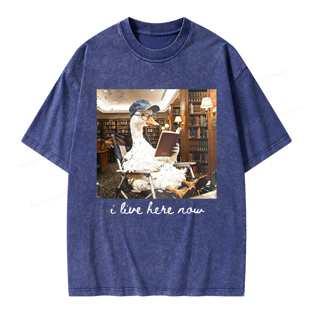 Pagewings I Live Here Now Unisex Washed T-shirt