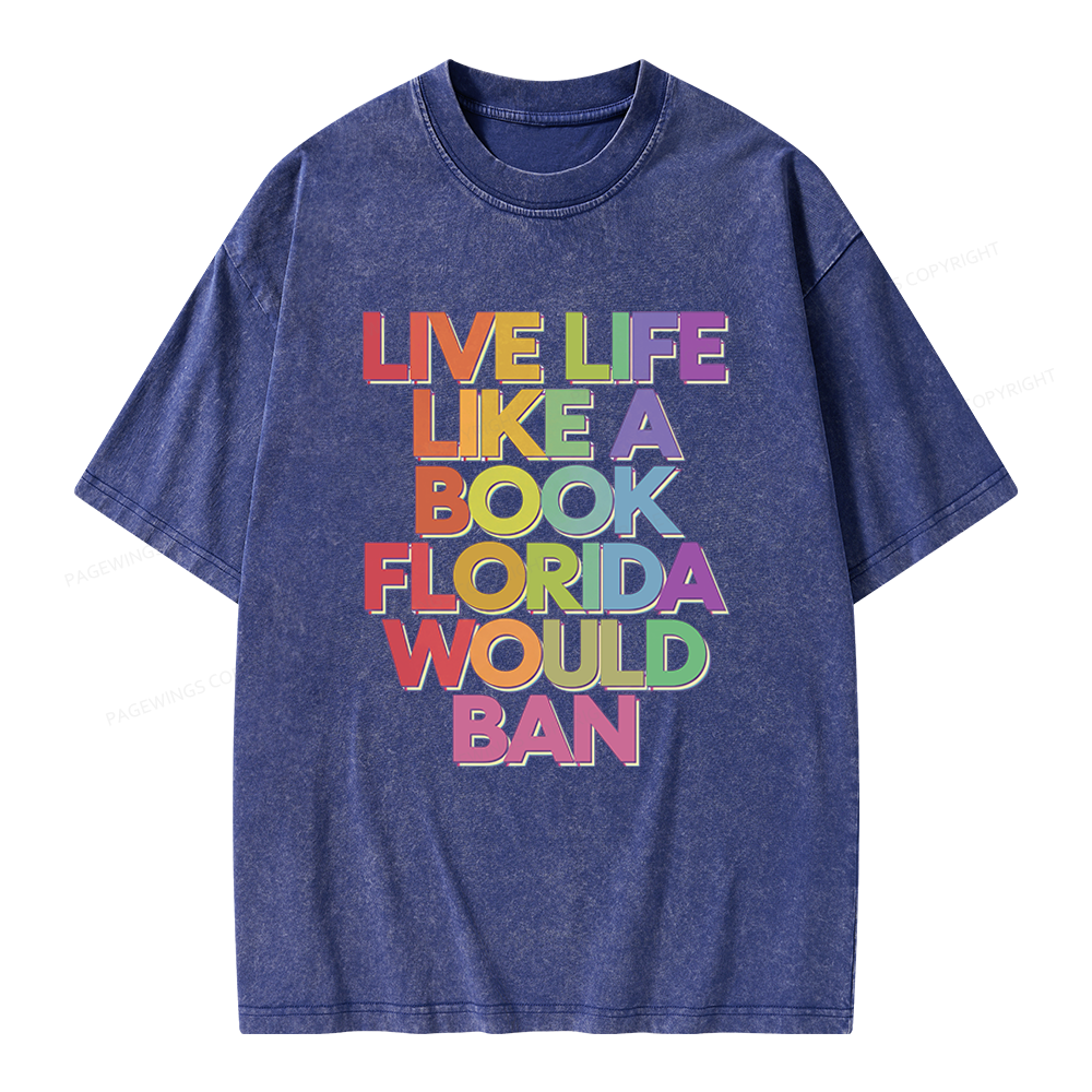 Pagewings Live Life Like A Book Unisex Washed T-shirt