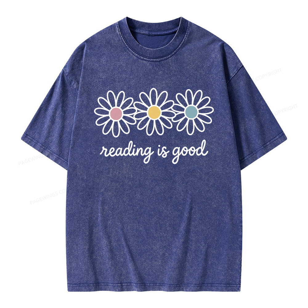 Pagewings Reading Is Good Unisex Washed T-shirt
