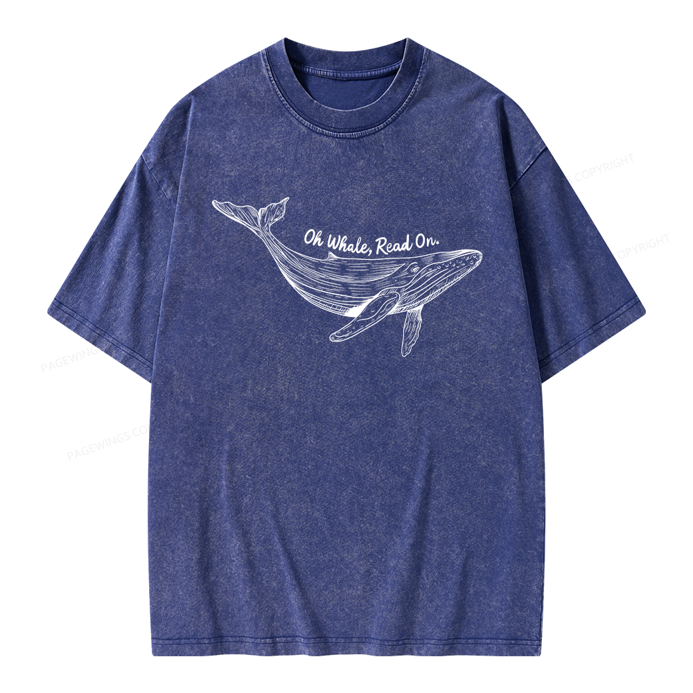 Pagewings Oh Whale Read On Unisex Washed T-shirt