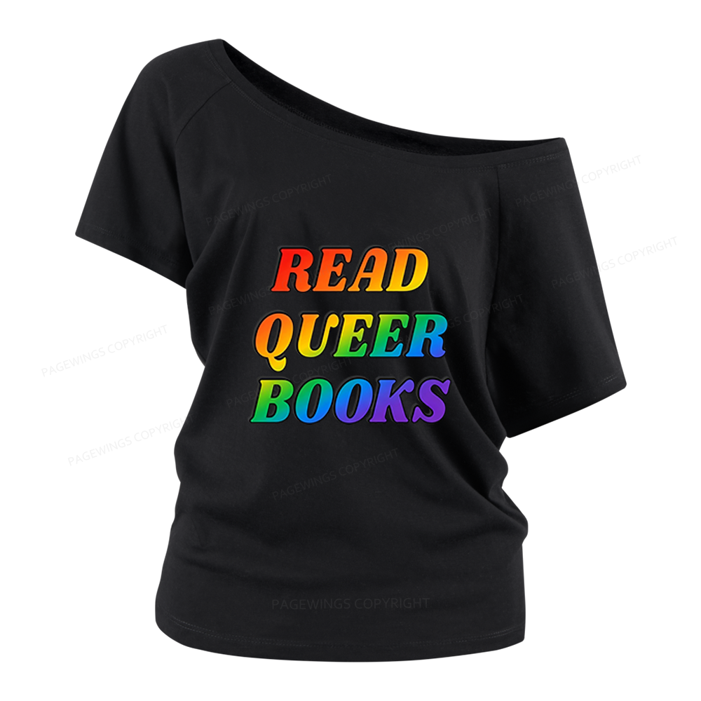 Pagewings Queer Books Women Off Shoulder T-shirts