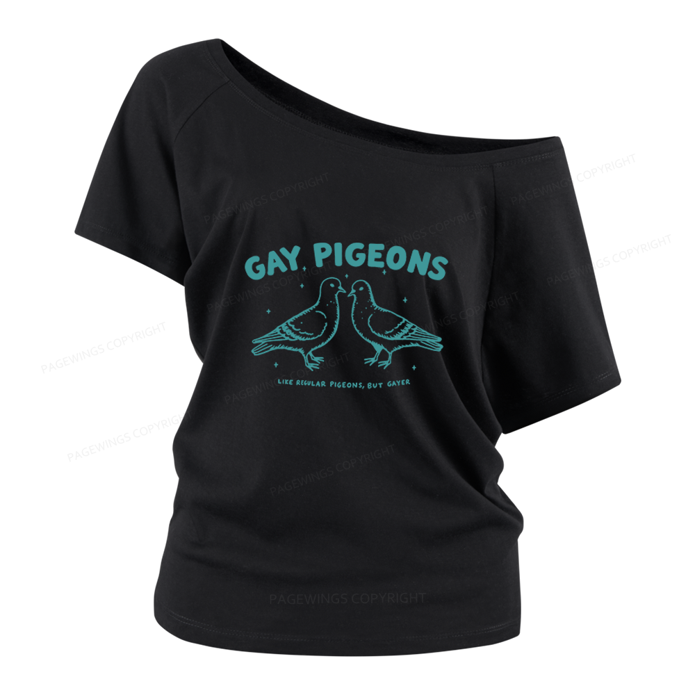 Pagewings Gay Pigeons Women Off Shoulder T-shirts