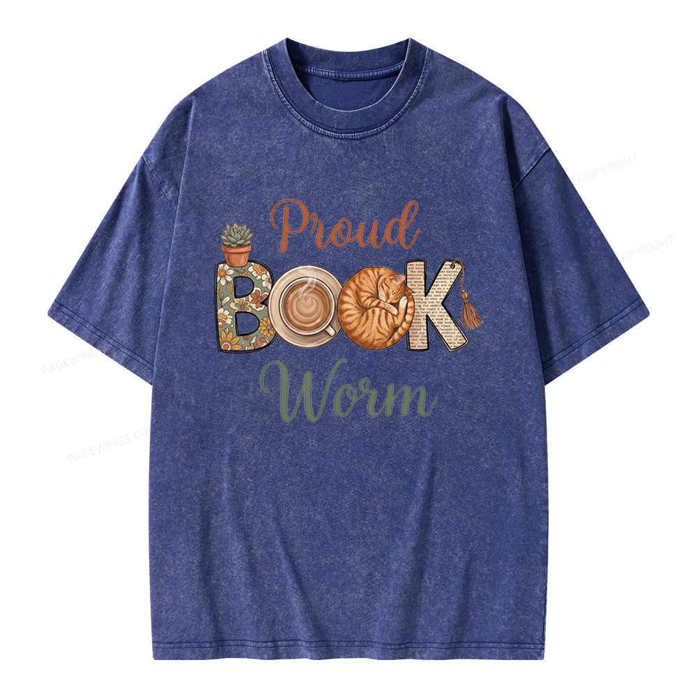 Pagewings Proud Book Worm Unisex Washed T-shirt