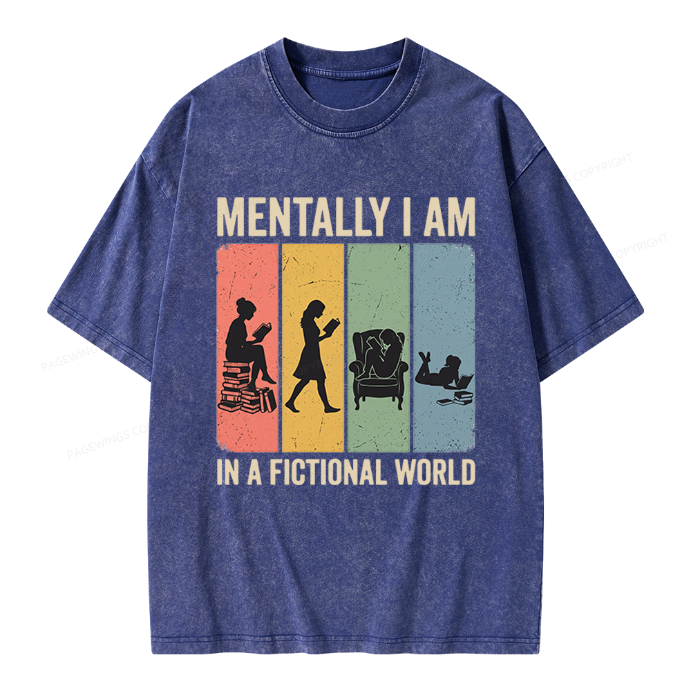 Pagewings Reading In A Fictional World Unisex Washed T-shirt