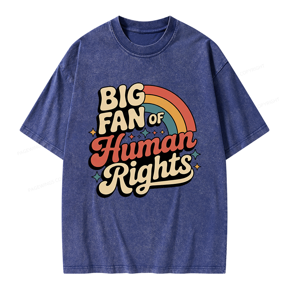 Pagewings Big Fan of Human Rights Unisex Washed T-shirt