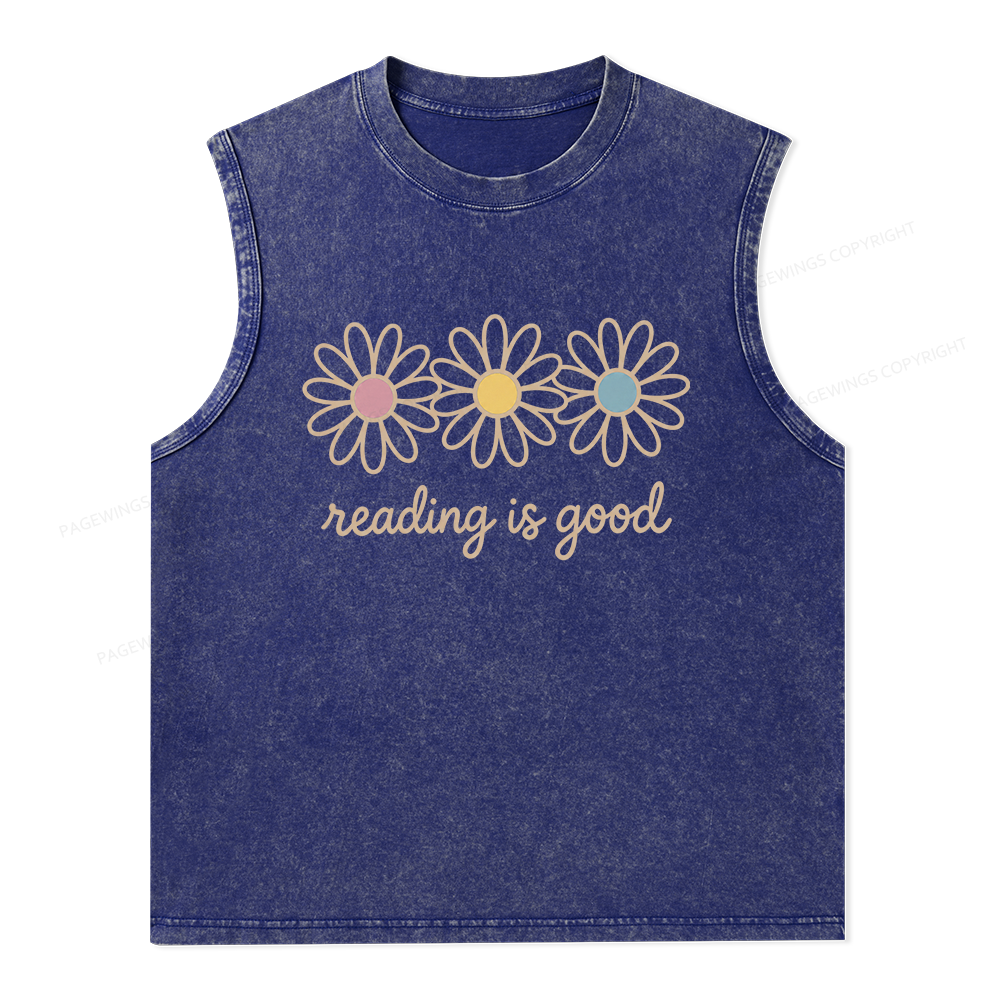 Pagewings Reading Is Good Unisex Washed Tank Top
