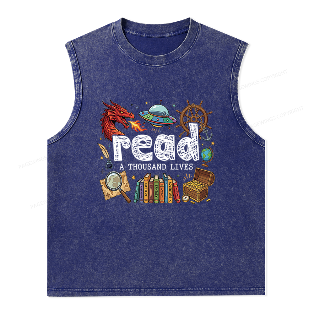 Pagewings Read A Thousand Lives Unisex Washed Tank Top
